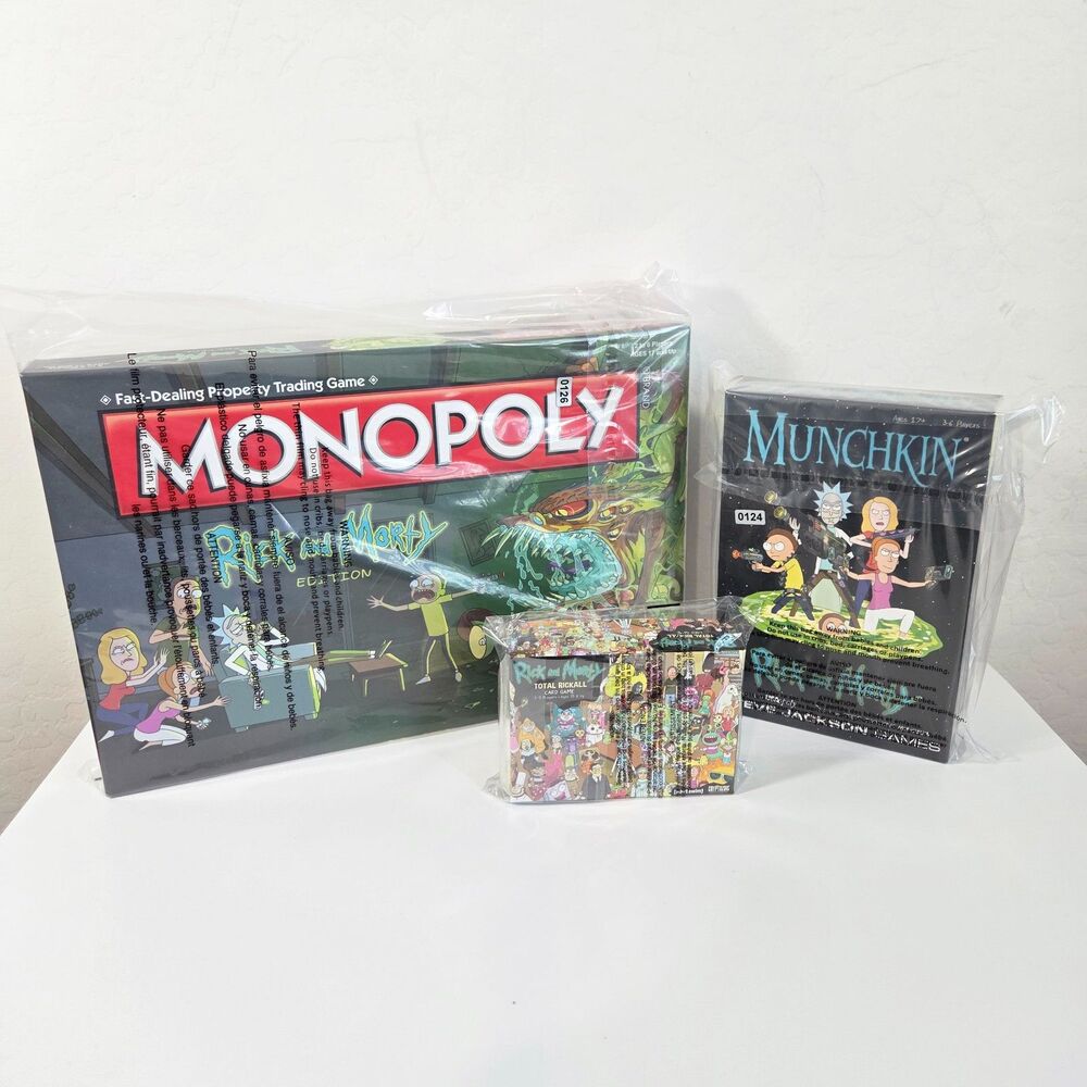 Rick and Morty Board Game Bundle Monopoly Munchkin Total Rickall Lot